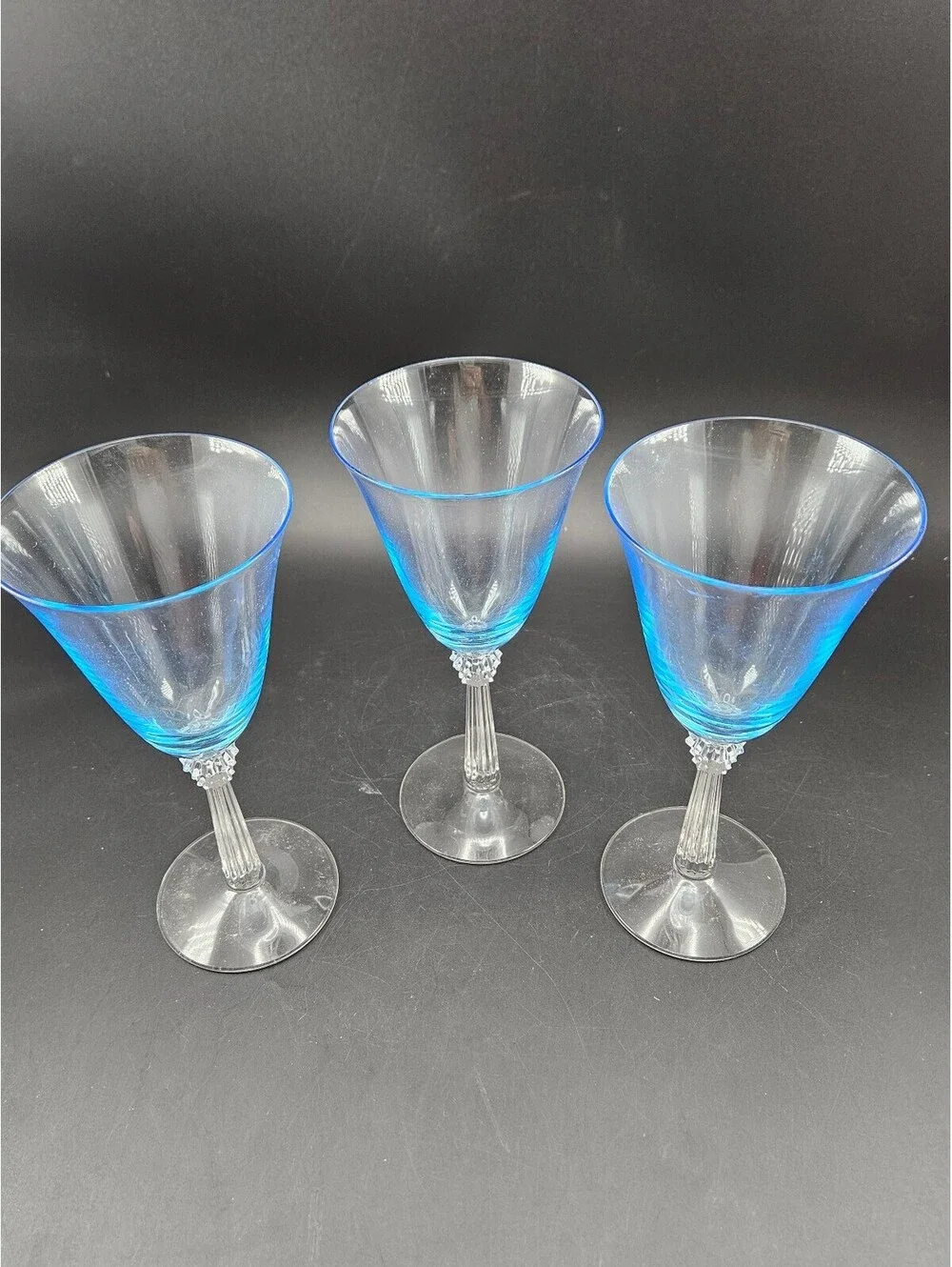 Vintage Fostoria Sceptre Azure Blue Water Goblets 7.5